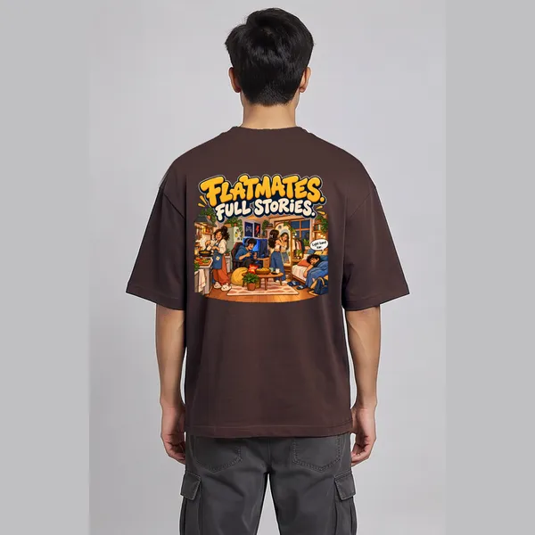 Flatmate_Brown_Cotton_Oversized_Graphic_T-Shirt_For_Men