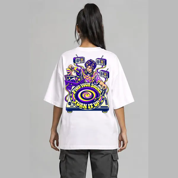 Find_Your_Sound_White_Cotton_Oversized_Graphic_T-Shirt_For_Women