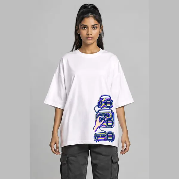 Find_Your_Sound_White_Cotton_Oversized_Graphic_T-Shirt_For_Women