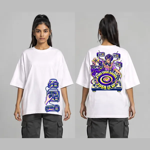 Find_Your_Sound_White_Cotton_Oversized_Graphic_T-Shirt_For_Women