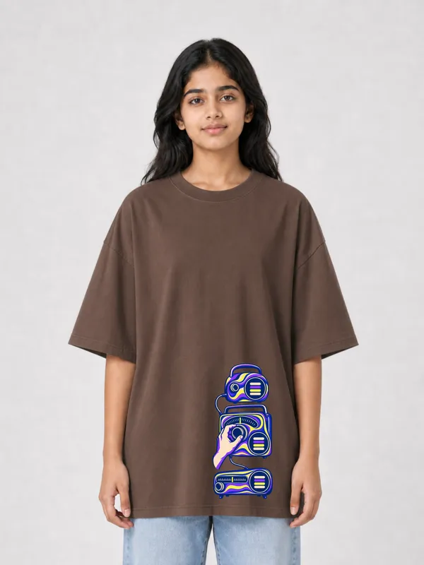 Brown_Cotton_Oversized_Graphic_T-Shirt_For_Women