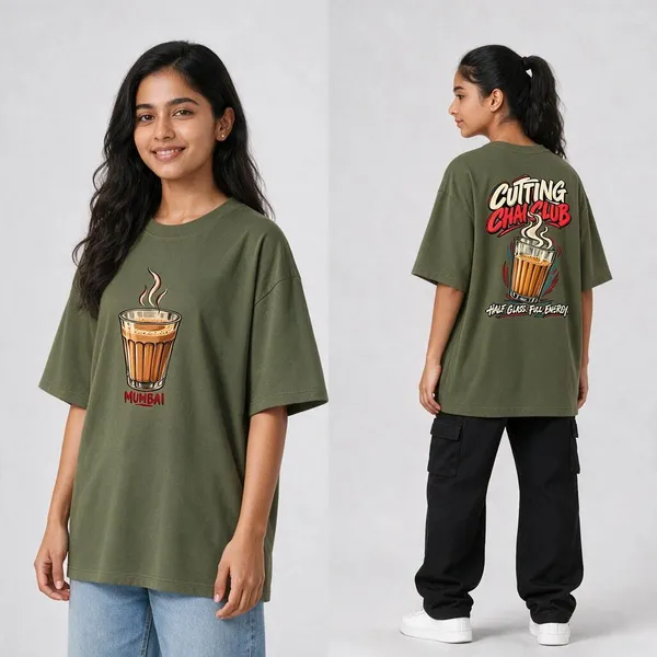 Cutting_Chai_Club_Olive_Green_Cotton_Oversized_Graphic_T-Shirt_For_Women