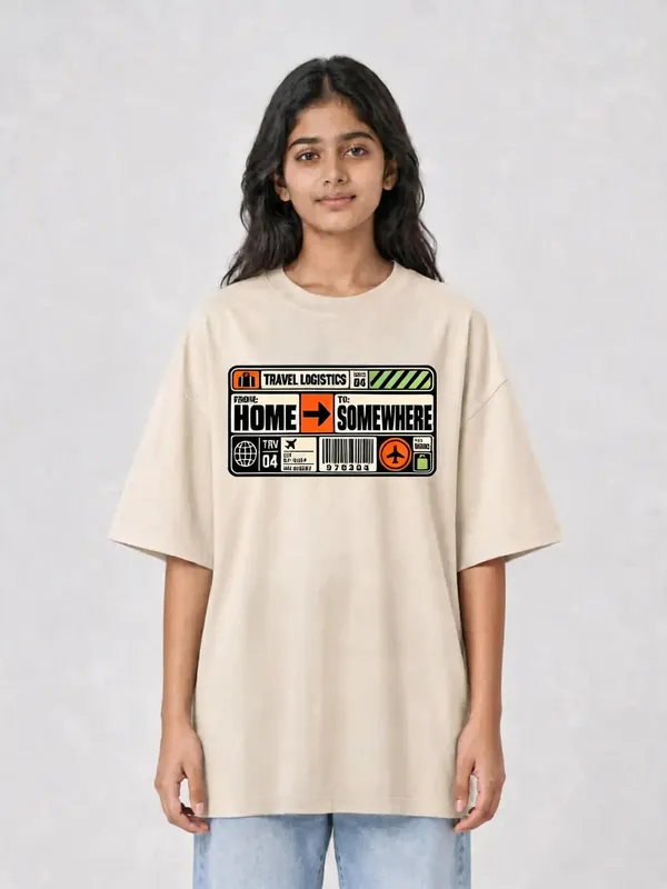 Flagged:_Beige_Cotton_Oversized_Graphic_T-Shirt_For_Women