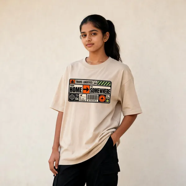 Flagged:_Beige_Cotton_Oversized_Graphic_T-Shirt_For_Women