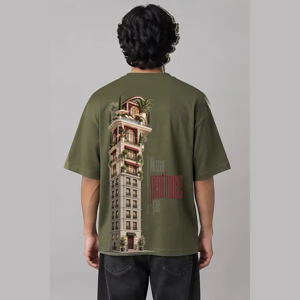 PenthouseOlive_Green_Cotton_Oversized_Graphic_T-Shirt_For_Men