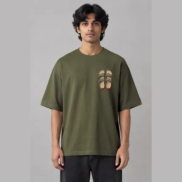 PenthouseOlive_Green_Cotton_Oversized_Graphic_T-Shirt_For_Men