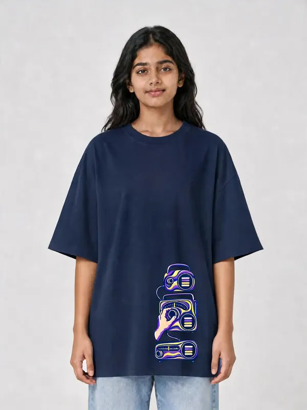 Navy_Blue_Cotton_Oversized_Graphic_T-Shirt_For_Unisex