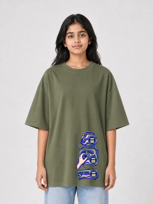 Olive_Green_Cotton_Oversized_Graphic_T-Shirt_For_Women