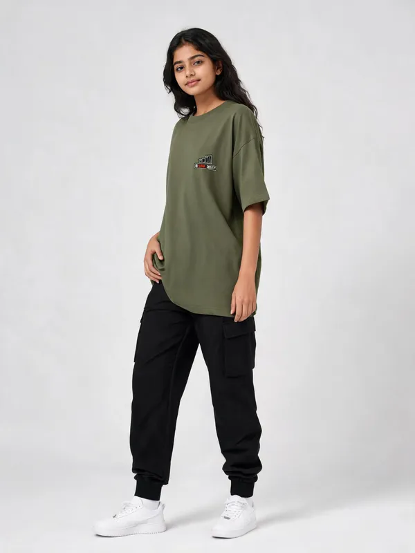Olive_Green_Cotton_Oversized_Graphic_T-Shirt_For_Women