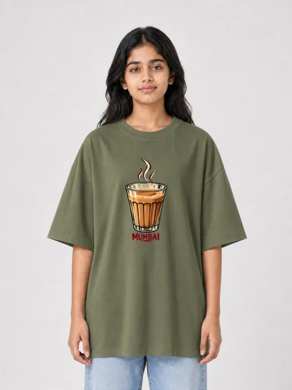 Cutting_Chai_Club_Olive_Green_Cotton_Oversized_Graphic_T-Shirt_For_Women