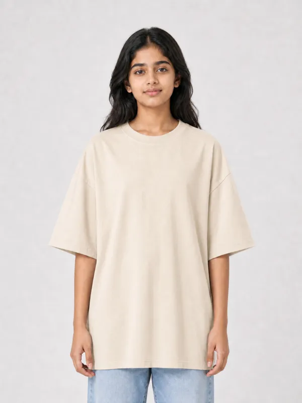Beige_Cotton_Oversized_Graphic_T-Shirt_For_Women