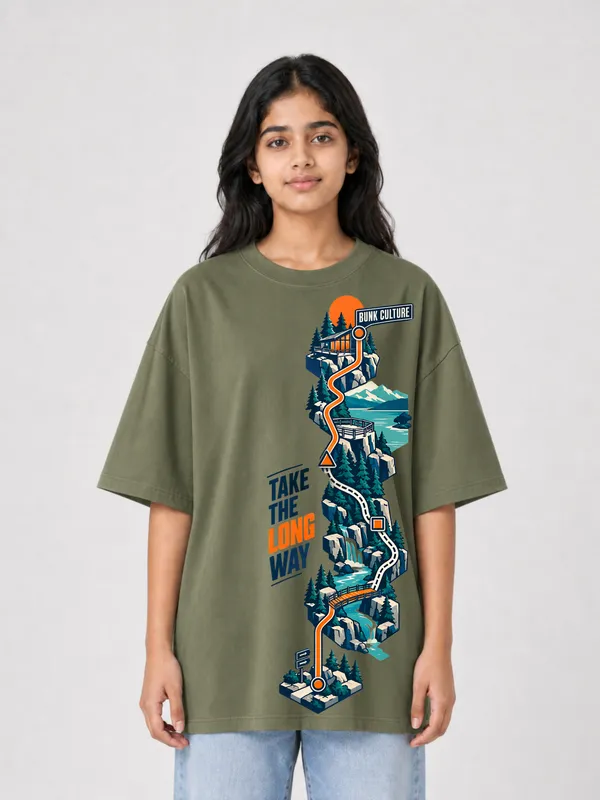 Olive_Green_Cotton_Oversized_Graphic_T-Shirt_For_Women