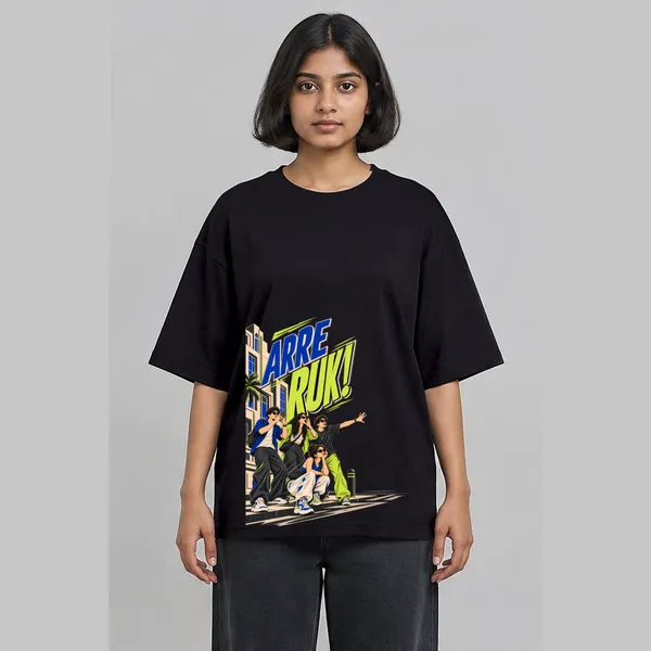 Walk_Fast_Black_Cotton_Oversized_Graphic_T-Shirt_For_Women