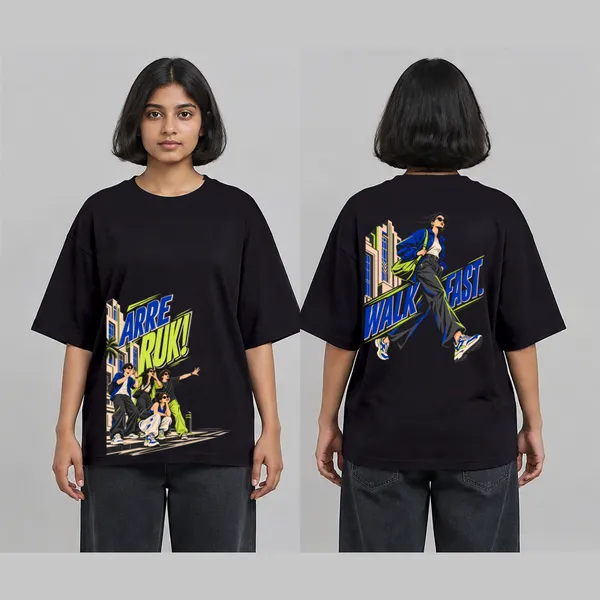 Walk_Fast_Black_Cotton_Oversized_Graphic_T-Shirt_For_Women