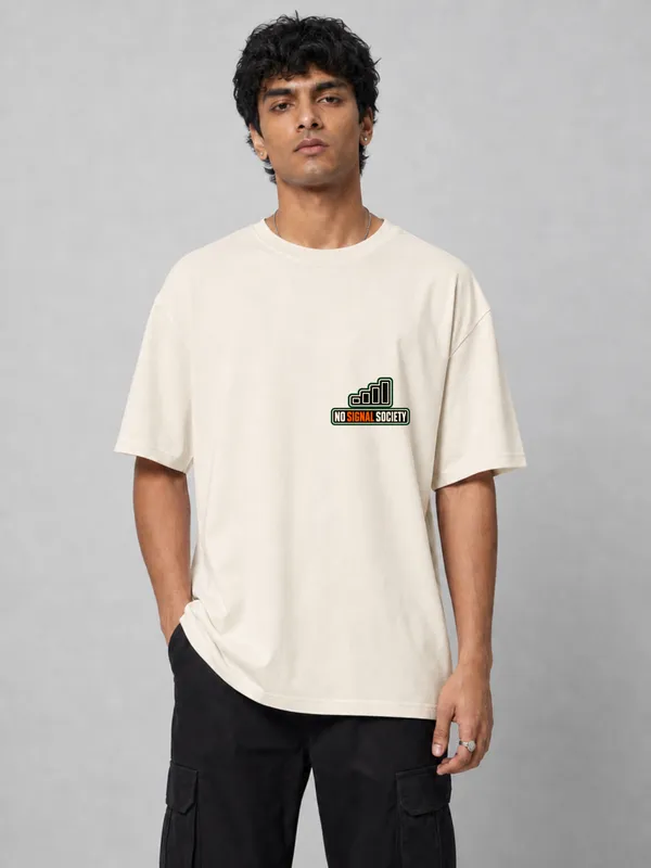 Cream_Cotton_Oversized_Graphic_T-Shirt_For_Men