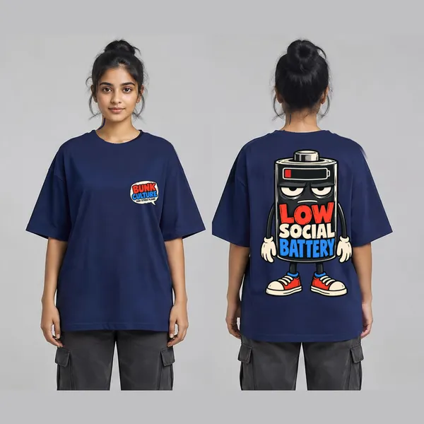 Low_Social_Battery_Navy_Blue_Cotton_Oversized_Graphic_T-Shirt_For_Women