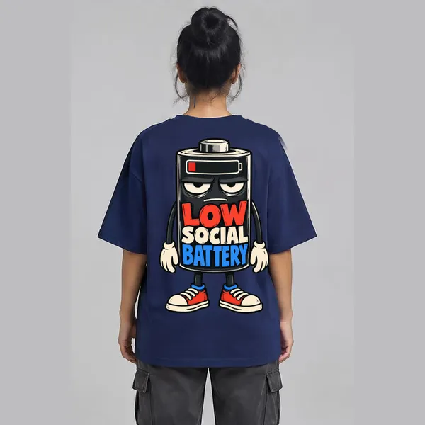 Low_Social_Battery_Navy_Blue_Cotton_Oversized_Graphic_T-Shirt_For_Women