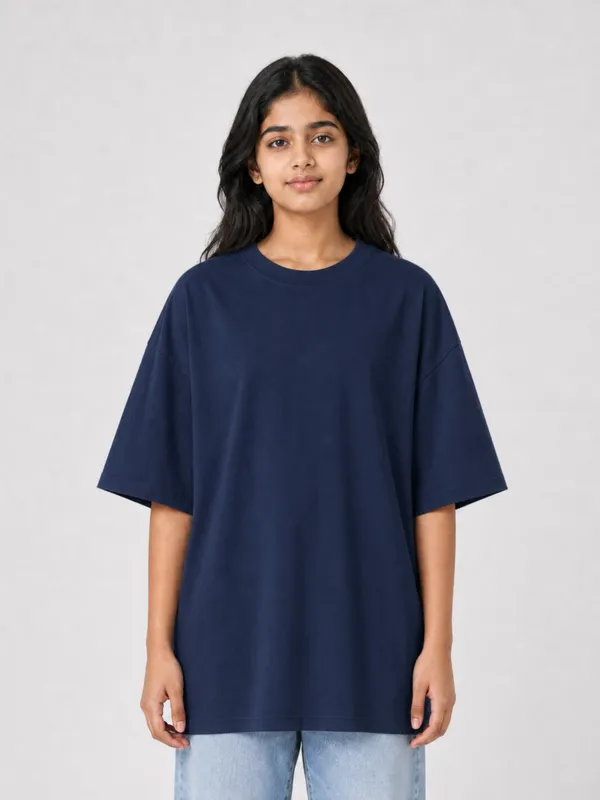 Navy_Blue_Cotton_Oversized_Graphic_T-Shirt_For_Women