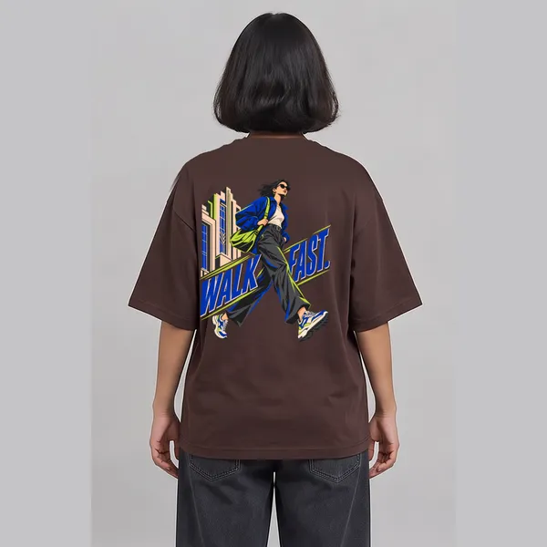 Walk_Fast_Brown_Cotton_Oversized_Graphic_T-Shirt_For_Women