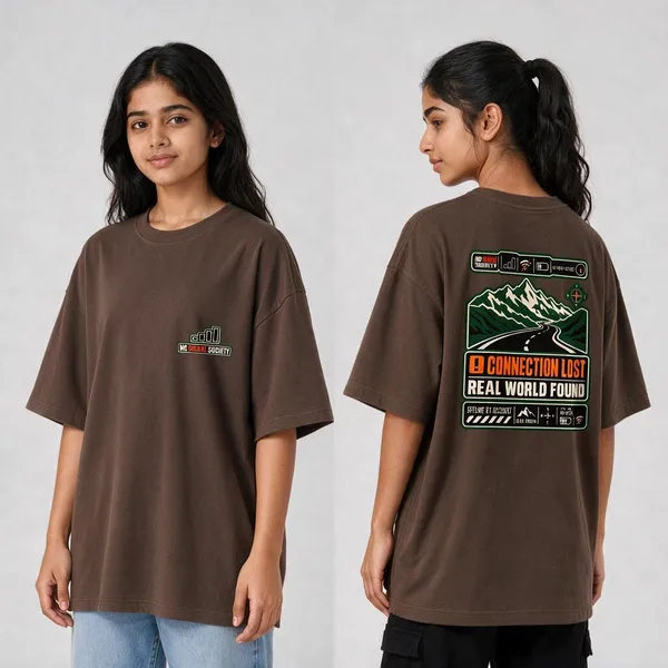 No_Signal_Brown_Cotton_Oversized_Graphic_T-Shirt_For_Women