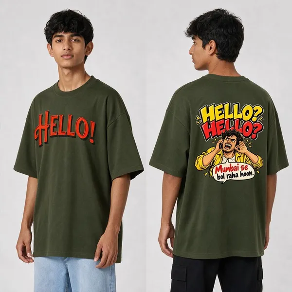 Hello_Olive_Green_Cotton_Oversized_Graphic_T-Shirt_For_Men
