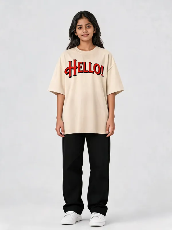 Cream_Cotton_Oversized_Graphic_T-Shirt_For_Women