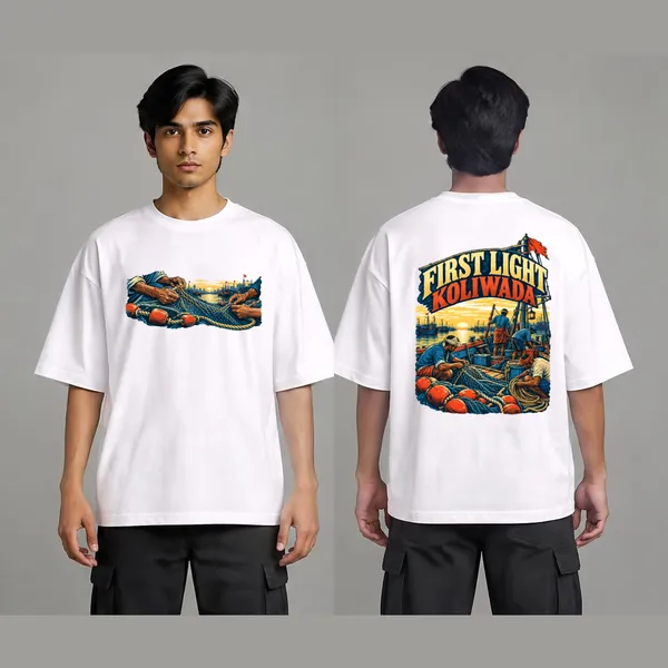 Koliwada_White_Cotton_Oversized_Graphic_T-Shirt_For_Men