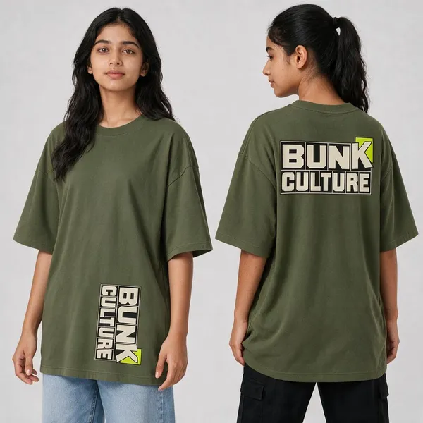 Bunk_Culture_Olive_Green_Cotton_Oversized_Graphic_T-Shirt_For_Women