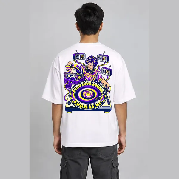 Find_Your_Sound_White_Cotton_Oversized_Graphic_T-Shirt_For_Men