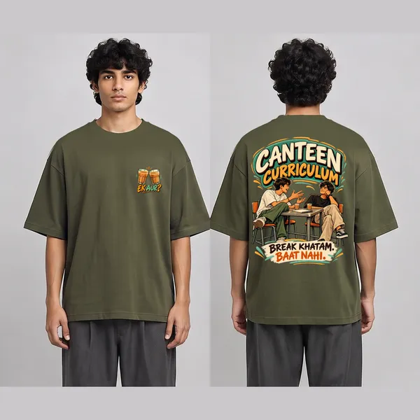 Canteen_Olive_Green_Cotton_Oversized_Graphic_T-Shirt_For_Men