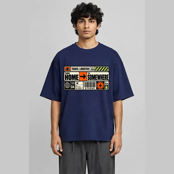 Packing_Navy_Blue_Cotton_Oversized_Graphic_T-Shirt_For_Men