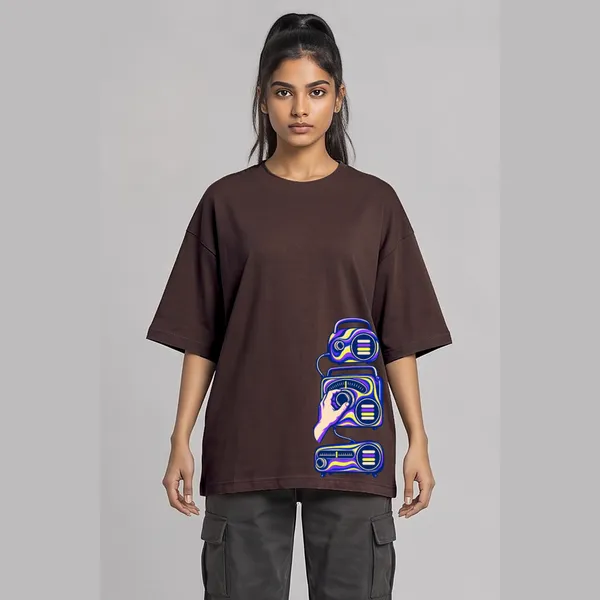 Find_Your_Sound_Brown_Cotton_Oversized_Graphic_T-Shirt_For_Women