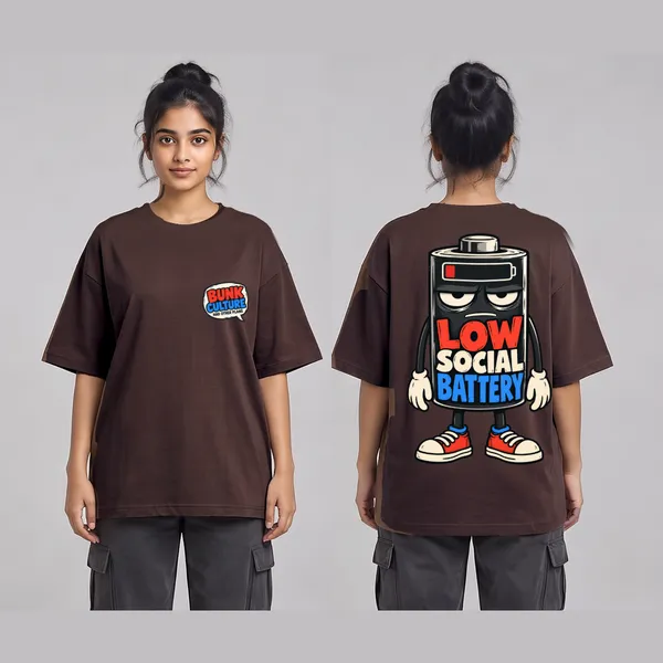 Low_Social_Battery_Brown_Cotton_Oversized_Graphic_T-Shirt_For_Women