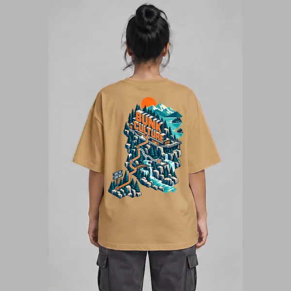Take_The_Long_Way_Beige_Cotton_Oversized_Graphic_T-Shirt_For_Women
