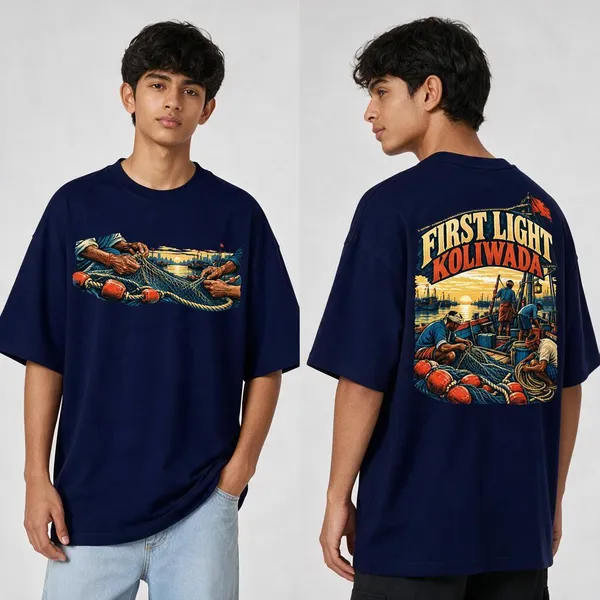 Koliwada_Navy_Blue_Cotton_Oversized_Graphic_T-Shirt_For_Men