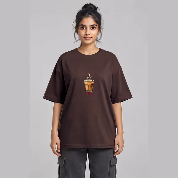 Cutting_Chai_Club_Brown_Cotton_Oversized_Graphic_T-Shirt_For_Women