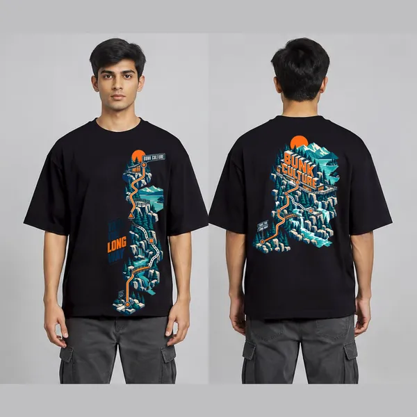 Long_Way_Black_Cotton_Oversized_Graphic_T-Shirt_For_Men