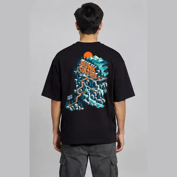 Long_Way_Black_Cotton_Oversized_Graphic_T-Shirt_For_Men