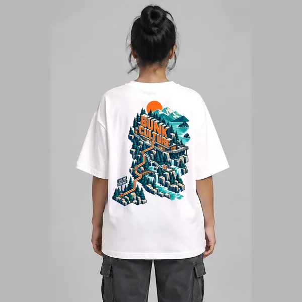 Long_Way_White_Cotton_Oversized_Graphic_T-Shirt_For_Unisex