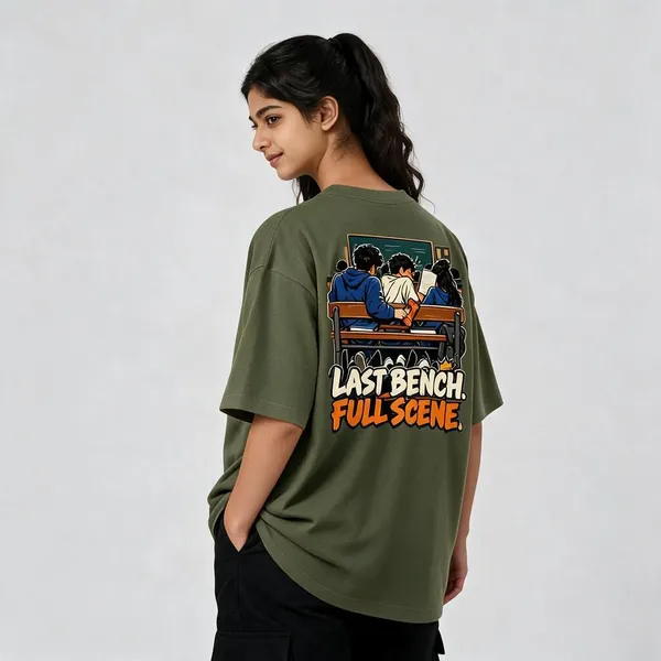 Last_Bench_Olive_Green_Cotton_Oversized_Graphic_T-Shirt_For_Women