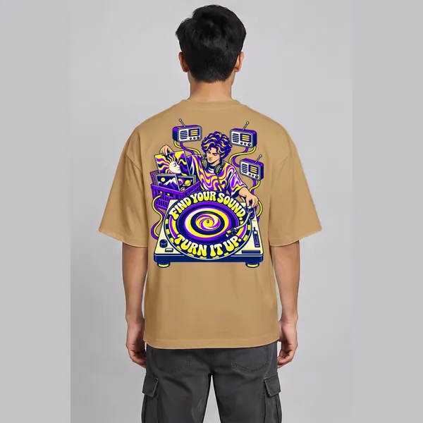 Turn_It_Up_Beige__Cotton_Oversized_Graphic_T-Shirt_For_Men