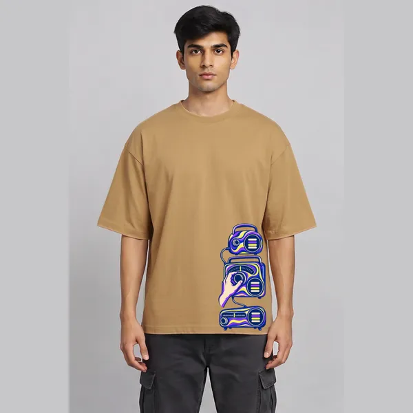 Turn_It_Up_Beige__Cotton_Oversized_Graphic_T-Shirt_For_Men