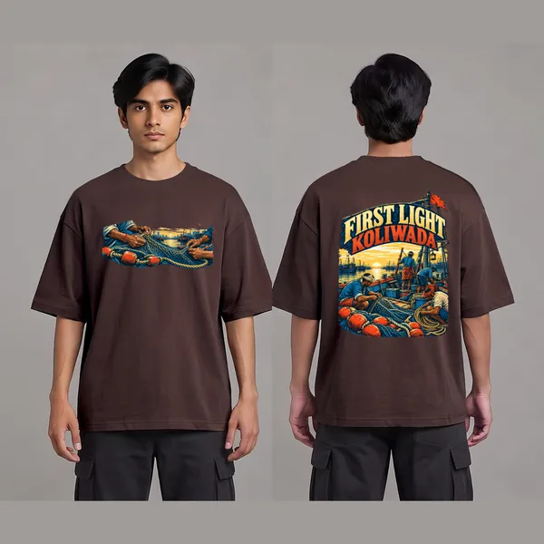 Koliwada_Brown_Cotton_Oversized_Graphic_T-Shirt_For_Men
