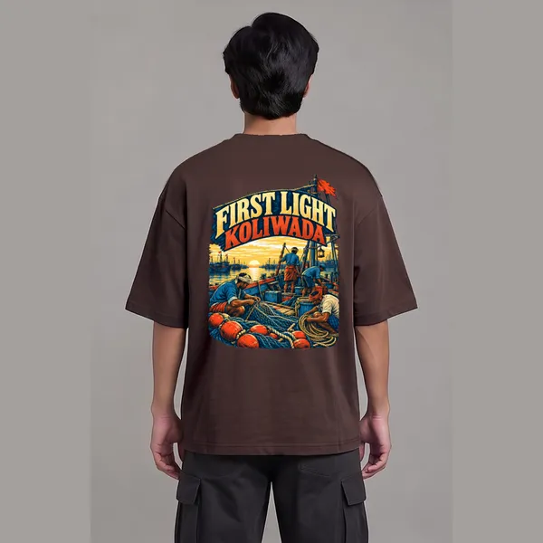 Koliwada_Brown_Cotton_Oversized_Graphic_T-Shirt_For_Men