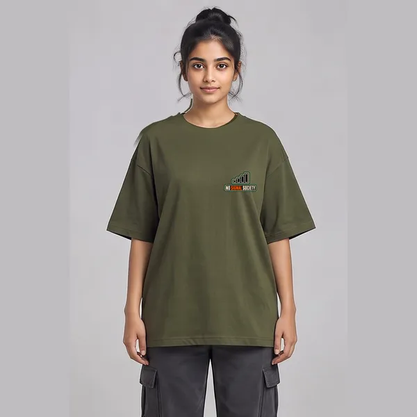 No_Signal_Olive_Green_Cotton_Oversized_Graphic_T-Shirt_For_Women