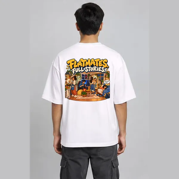 Flatmate_White_Cotton_Oversized_Graphic_T-Shirt_For_Men
