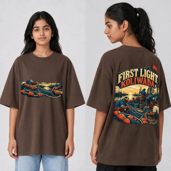 Koliwada_Brown_Cotton_Oversized_Graphic_T-Shirt_For_Women