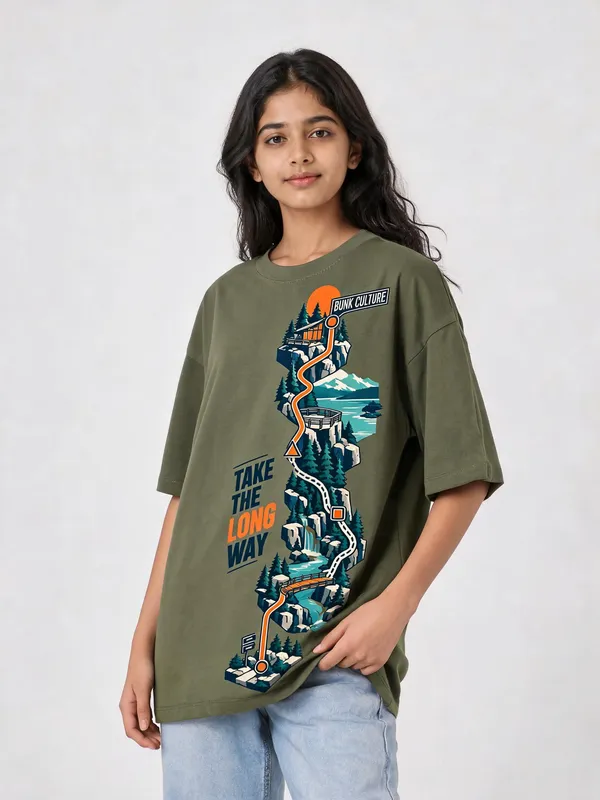 Olive_Green_Cotton_Oversized_Graphic_T-Shirt_For_Women