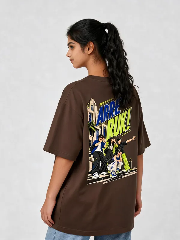 Brown_Cotton_Oversized_Graphic_T-Shirt_For_Women