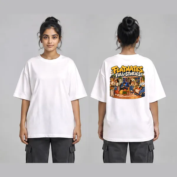 Flatmates_White_Cotton_Oversized_Graphic_T-Shirt_For_Women